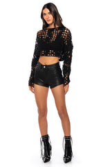 RIO FAUX LEATHER SHORT IN BLACK