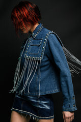 RIVETING TWO LAYER DENIM JACKET