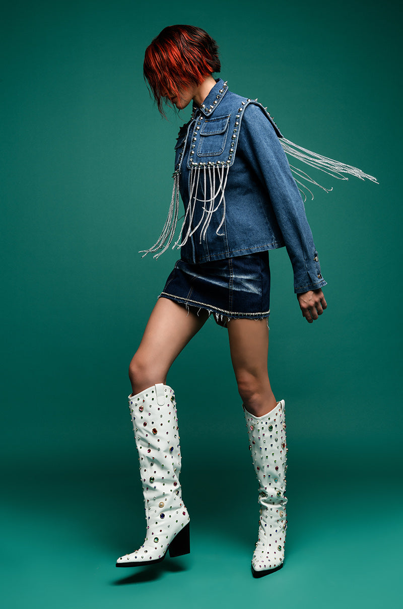RIVETING TWO LAYER DENIM JACKET