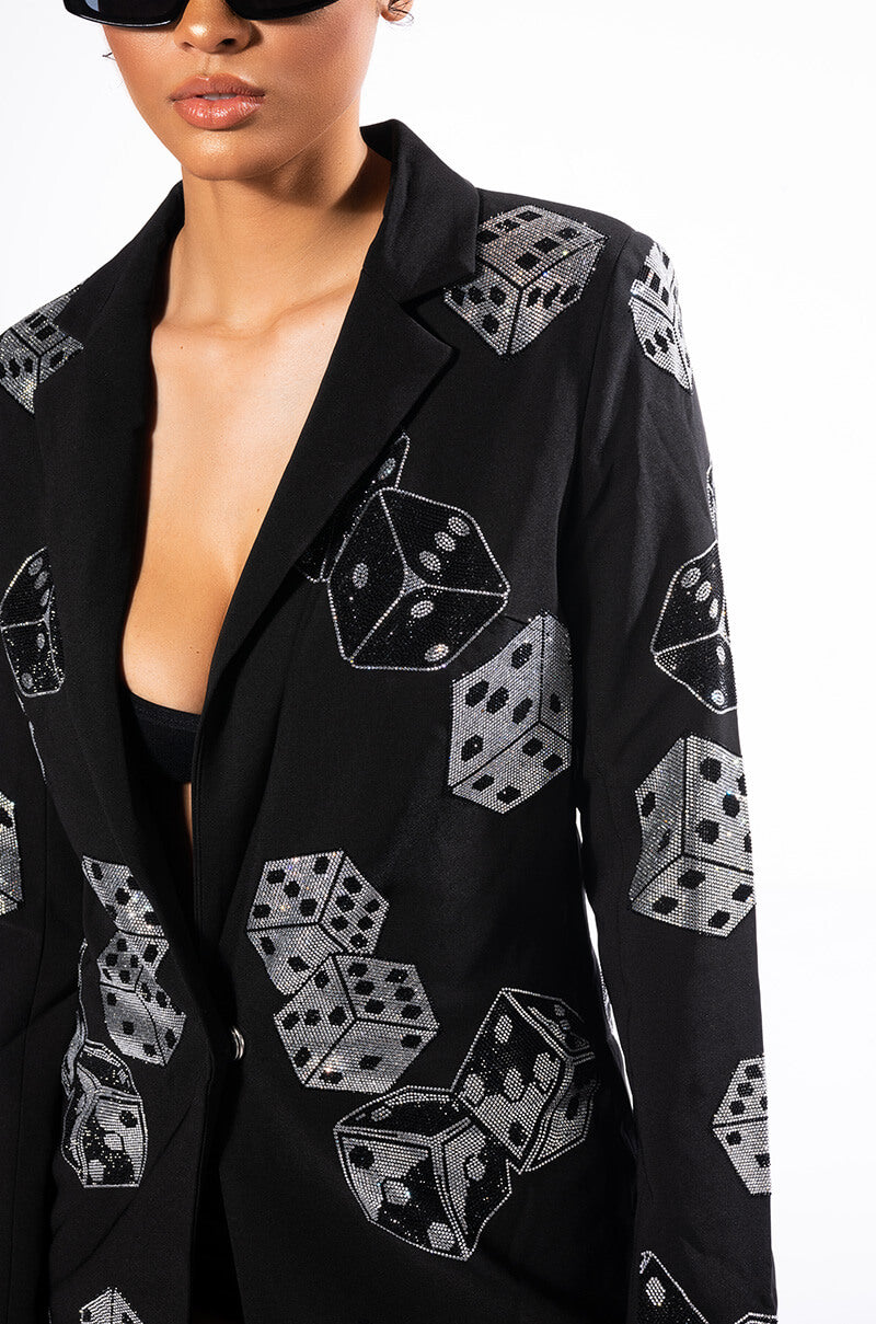 ROLL THE DICE RHINESTONE BLAZER