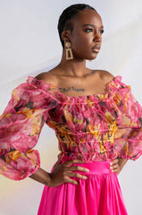 ROMANTIC ORGANZA OFF SHOULDER BLOUSE