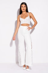 LILA FLORAL DETAIL WIDE LEG PANT