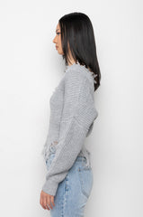 HANSEL DISTRESSED LONG SLEEVE CROPPED SWEATER