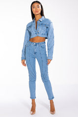 LIVIA SEAM DETAIL DENIM JACKET