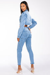 LIVIA SEAM DETAIL DENIM JACKET